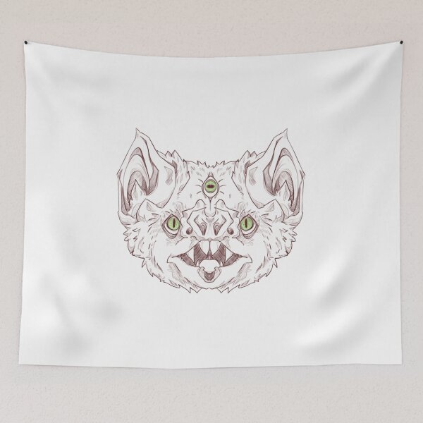 Item preview, Surreal bat face with three eyes and sharp fantasy details designed and sold by Davao-68Apple.