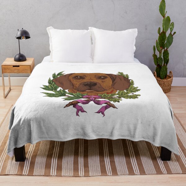 Item preview, Brown dog portrait framed by green leaves and ribbon designed and sold by Davao-68Apple.