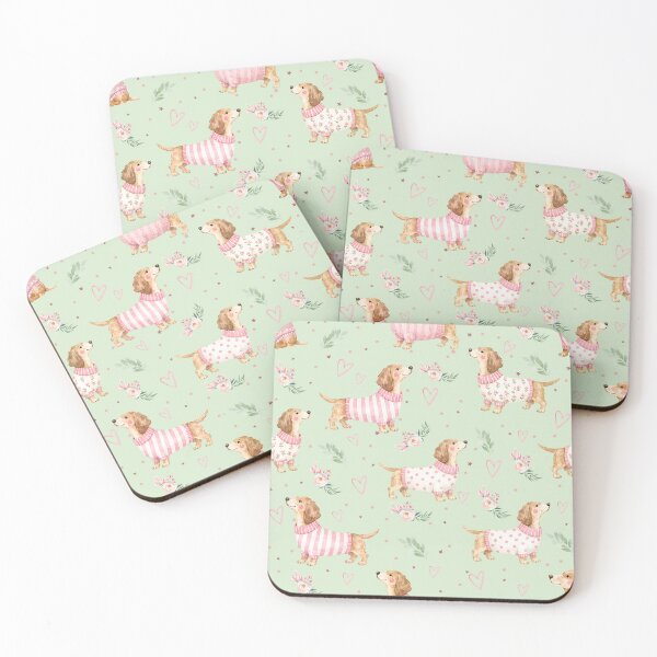Item preview, Dachshund in Pink Sweater Watercolor | Sausage Dog Lover | Floral Puppy Pattern | Doxie Gift | Cottagecore Dog Design designed and sold by PaperyAndInk.