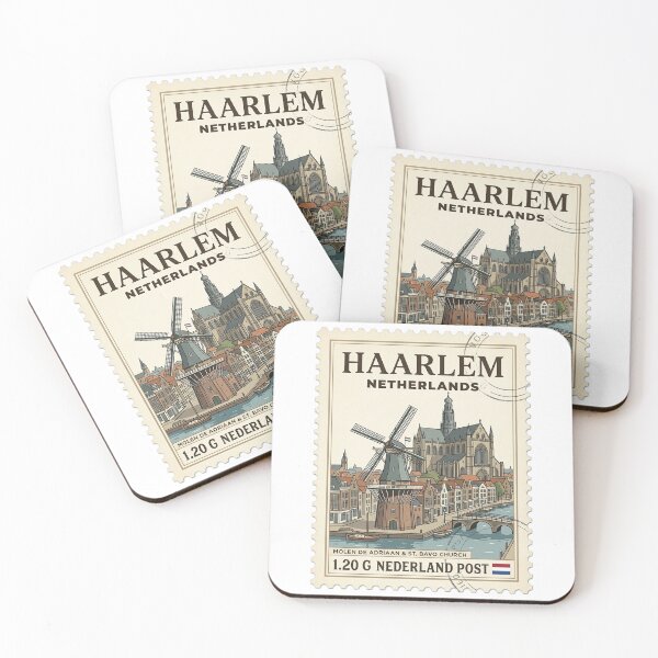 Item preview, Vintage Haarlem Netherlands Travel Stamp Windmill Church designed and sold by k3rstman1.