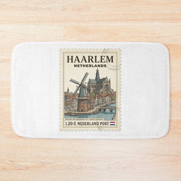 Item preview, Vintage Haarlem Netherlands Travel Stamp Windmill Church designed and sold by k3rstman1.