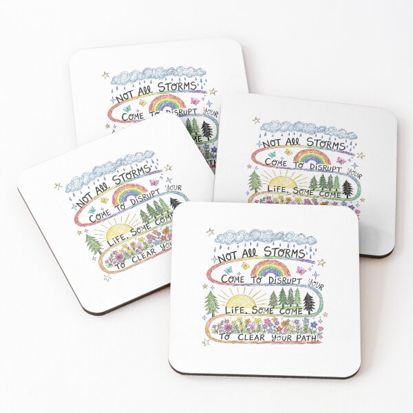 Item preview, Not All Storms Come To Disrupt Your Life Motivational Quote / Not All Storms Clear Your Path Rainbow Doodle Art designed and sold by Krasnovaovaova.