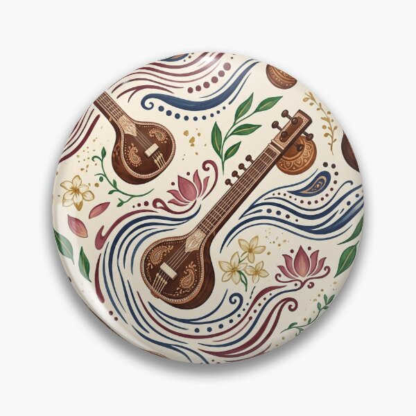 Item preview, Indian Classical Music Sitar and Veena Gouache Pattern designed and sold by OpenDreamArts.