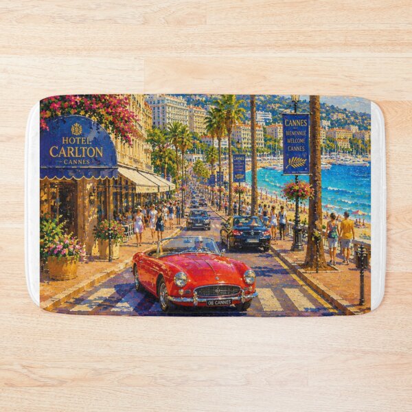 Item preview, Cannes France Palm Tree Beach City Art designed and sold by glenhiggins.