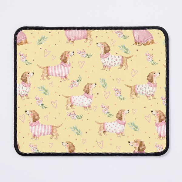 Item preview, Dachshund in Pink Sweater Watercolor | Sausage Dog Lover | Floral Puppy Pattern | Doxie Gift | Cottagecore Dog Design designed and sold by PaperyAndInk.