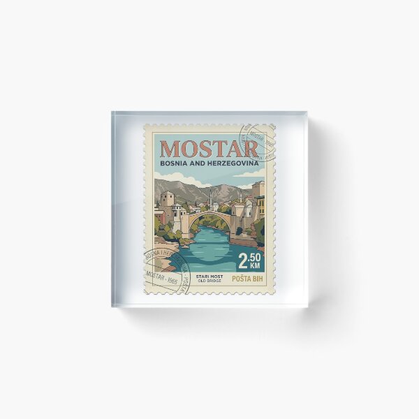Item preview, Retro Mostar Bosnia Stari Most Travel Stamp designed and sold by k3rstman1.