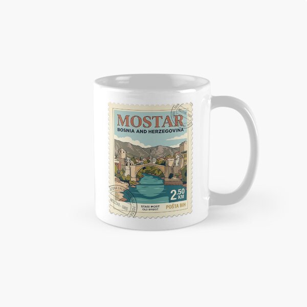 Item preview, Retro Mostar Bosnia Stari Most Travel Stamp designed and sold by k3rstman1.
