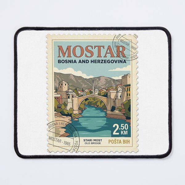 Item preview, Retro Mostar Bosnia Stari Most Travel Stamp designed and sold by k3rstman1.