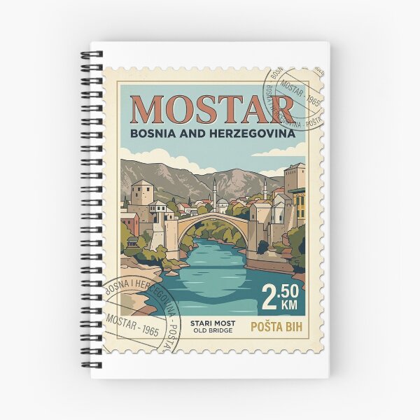 Item preview, Retro Mostar Bosnia Stari Most Travel Stamp designed and sold by k3rstman1.