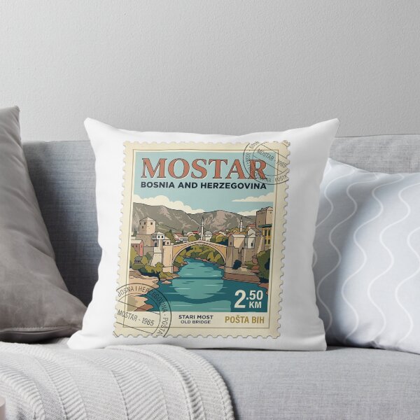 Item preview, Retro Mostar Bosnia Stari Most Travel Stamp designed and sold by k3rstman1.