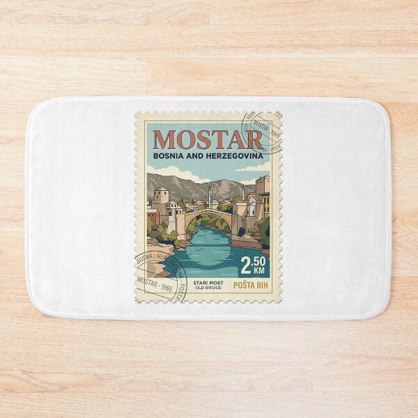 Item preview, Retro Mostar Bosnia Stari Most Travel Stamp designed and sold by k3rstman1.