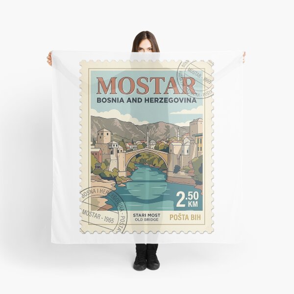 Artikelvorschau, Retro-Mostar-Bosnien-Stari-Most-Reisestempel entworfen und verkauft von k3rstman1.