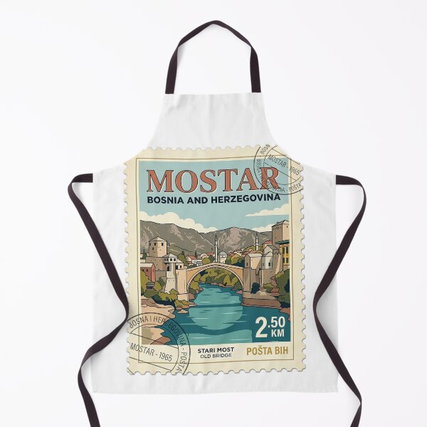 Item preview, Retro Mostar Bosnia Stari Most Travel Stamp designed and sold by k3rstman1.