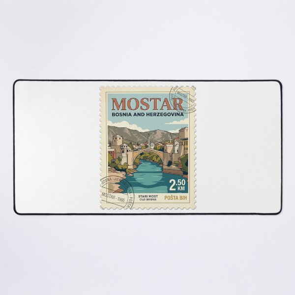 Item preview, Retro Mostar Bosnia Stari Most Travel Stamp designed and sold by k3rstman1.