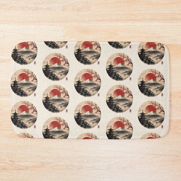 Item preview, Vintage Japanese Pagoda & Mount Fuji – Sakura Sunset Landscape designed and sold by Astravox.