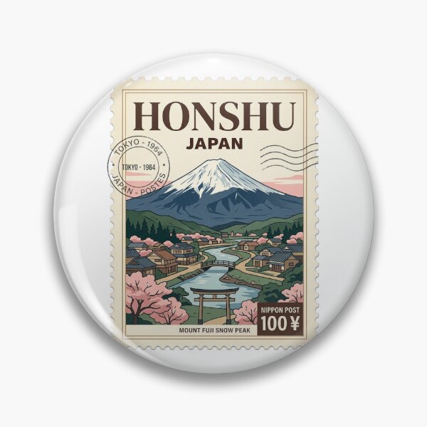 Item preview, Vintage Mount Fuji Japan Honshu Travel Stamp designed and sold by k3rstman1.