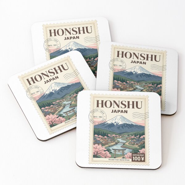Item preview, Vintage Mount Fuji Japan Honshu Travel Stamp designed and sold by k3rstman1.