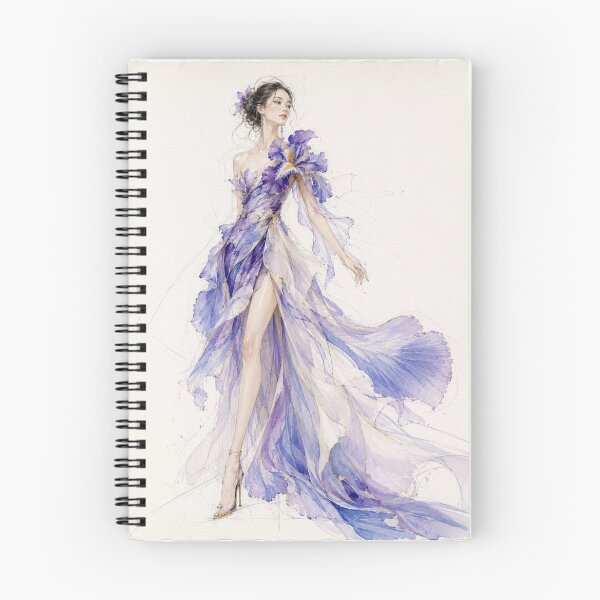 Item preview, Museum Collection Botanical Couture No.4 – Iris Flow Fashion Illustration designed and sold by SEIMEI2025.