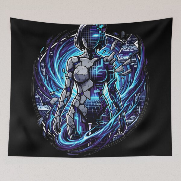 Item preview, Digital Awakening – Neon Cyberpunk AI Android Glitch Artwork designed and sold by UniqYou.