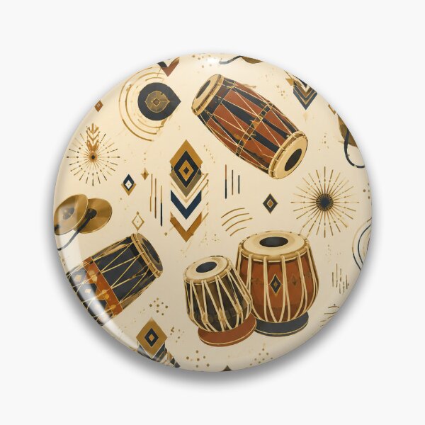 Item preview, Art Deco Tabla & Mridangam Geometric Pattern – Luxe Indian Percussion Print designed and sold by OpenDreamArts.