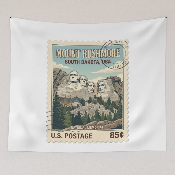 Item preview, Vintage Mount Rushmore National Memorial Travel Stamp designed and sold by k3rstman1.
