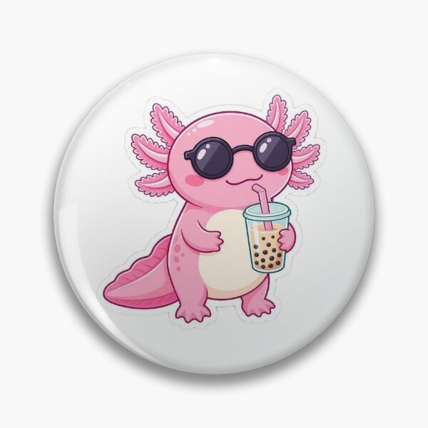 Item preview, Cool Pink Axolotl Drinking Boba Milk Tea designed and sold by BobaCatDesign.