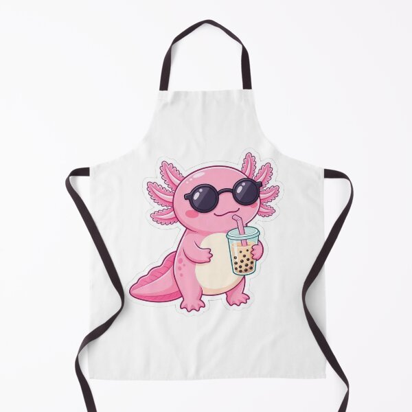 Item preview, Cool Pink Axolotl Drinking Boba Milk Tea designed and sold by BobaCatDesign.