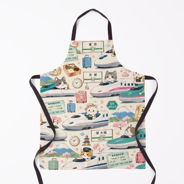 Item preview, Kawaii Cats Riding Japan Shinkansen Seamless Pattern | Cute Japanese Bullet Train Travel Wrapping Paper Design designed and sold by kawaii animal store (in Japan).