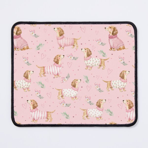Item preview, Dachshund in Pink Sweater Watercolor | Sausage Dog Lover | Floral Puppy Pattern | Doxie Gift | Cottagecore Dog Design designed and sold by PaperyAndInk.