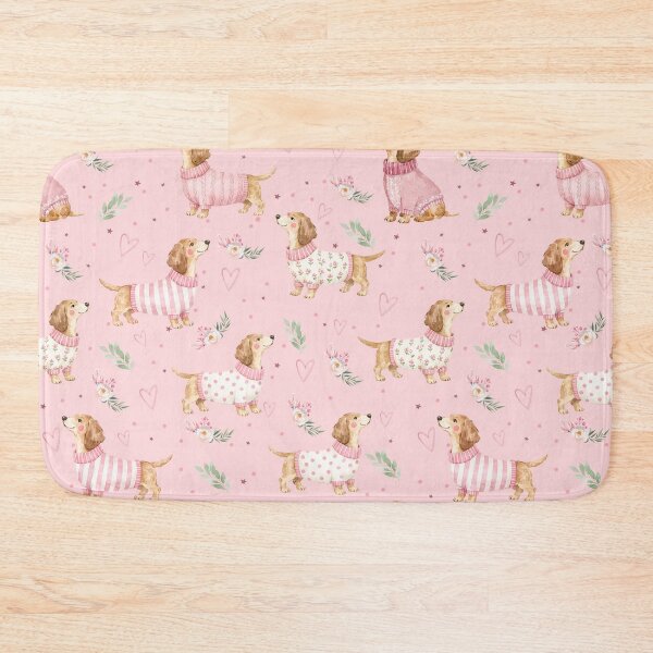 Item preview, Dachshund in Pink Sweater Watercolor | Sausage Dog Lover | Floral Puppy Pattern | Doxie Gift | Cottagecore Dog Design designed and sold by PaperyAndInk.