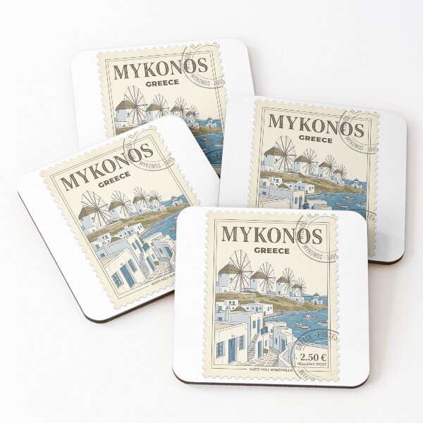 Item preview, Mykonos Greece Kato Mili Windmills Travel Stamp designed and sold by k3rstman1.