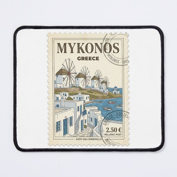 Item preview, Mykonos Greece Kato Mili Windmills Travel Stamp designed and sold by k3rstman1.
