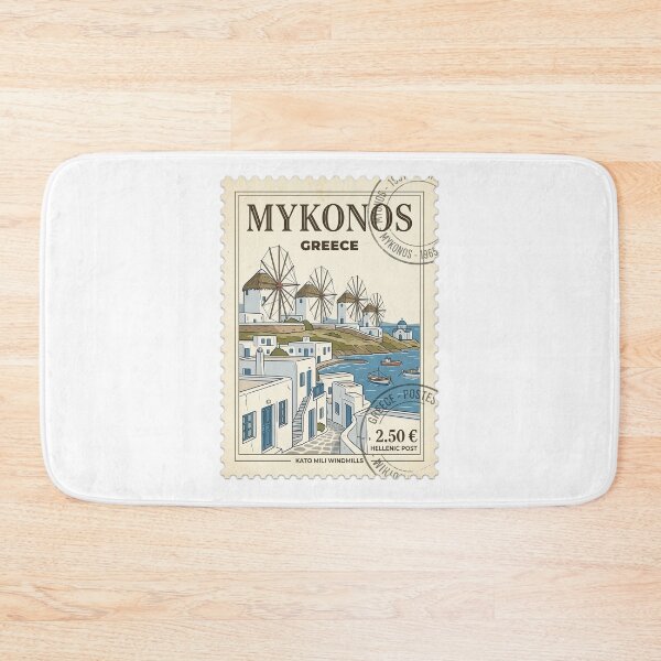 Item preview, Mykonos Greece Kato Mili Windmills Travel Stamp designed and sold by k3rstman1.