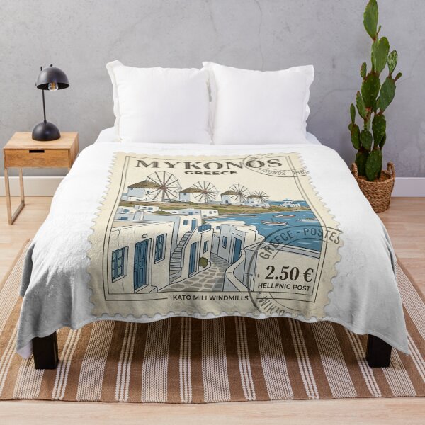 Item preview, Mykonos Greece Kato Mili Windmills Travel Stamp designed and sold by k3rstman1.