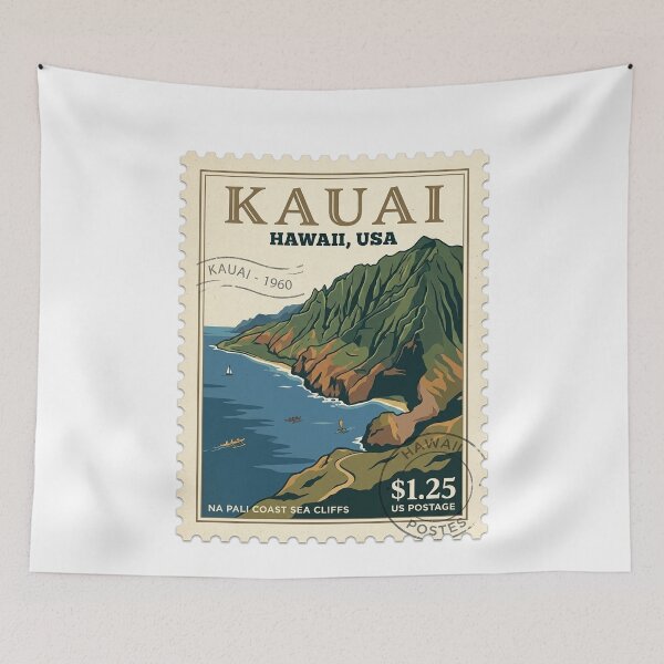 Item preview, Na Pali Coast Kauai Hawaii Vintage Travel Stamp designed and sold by k3rstman1.