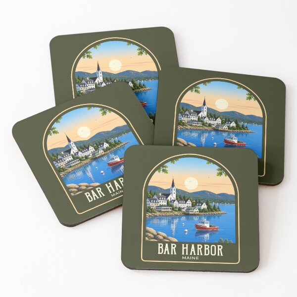Item preview, Bar Harbor Vintage Travel Illustration designed and sold by HomeLivingCo.