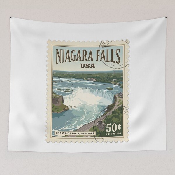 Item preview, Vintage Niagara Falls Horseshoe Falls Travel Stamp designed and sold by k3rstman1.