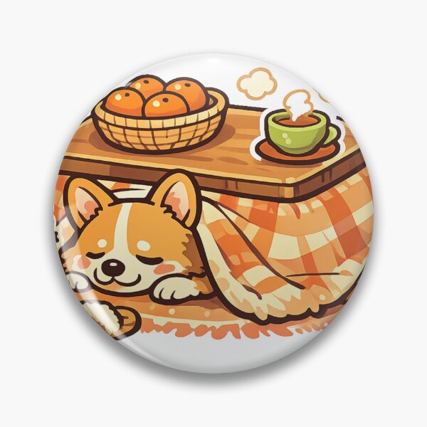 Item preview, Sleepy Corgi Under Japanese Kotatsu – Cozy Kawaii Winter Sticker | Cute Japanese Anime Dog designed and sold by kawaii animal store (in Japan).