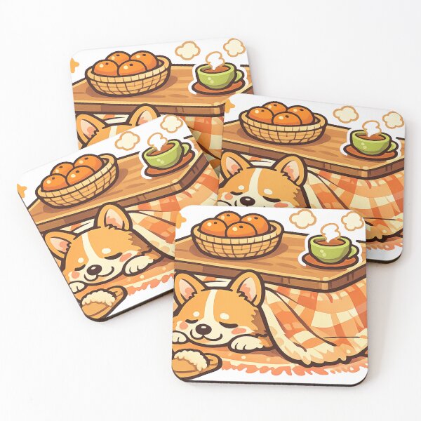 Item preview, Sleepy Corgi Under Japanese Kotatsu – Cozy Kawaii Winter Sticker | Cute Japanese Anime Dog designed and sold by kawaii animal store (in Japan).