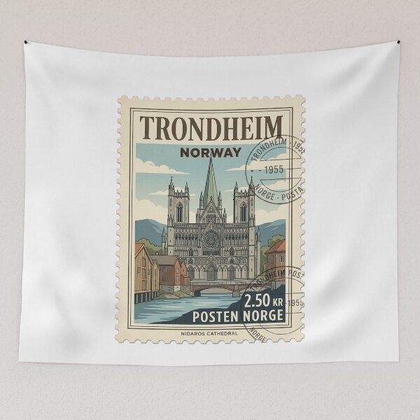 Item preview, Vintage Nidaros Cathedral Trondheim Norway Travel Stamp designed and sold by k3rstman1.