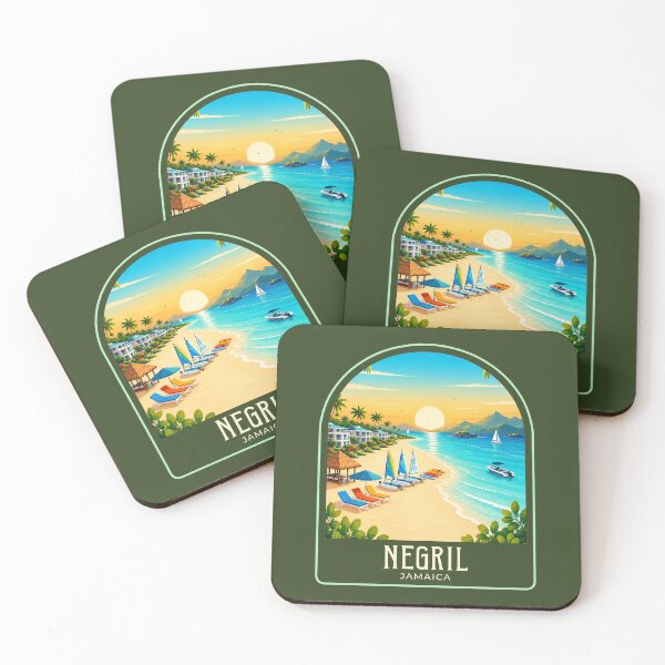 Item preview, Negril Vintage Travel Illustration designed and sold by HomeLivingCo.