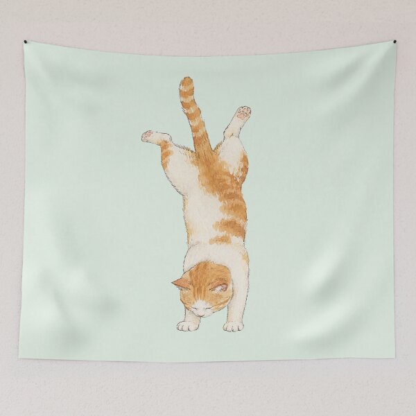 Item preview, Funny Handstand Orange Tabby Cat Illustration designed and sold by bosamji.