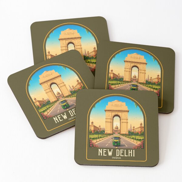 Item preview, New Delhi Vintage Travel Illustration designed and sold by HomeLivingCo.