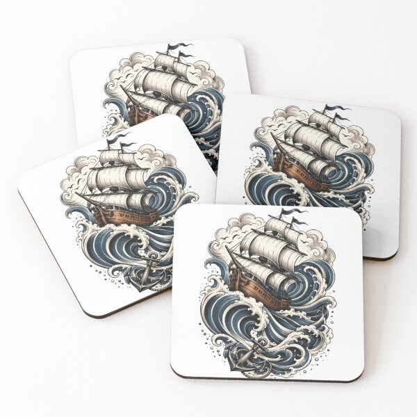 Item preview, Vintage Stormy Ocean Galleon Ship Illustration designed and sold by DKSH1234.
