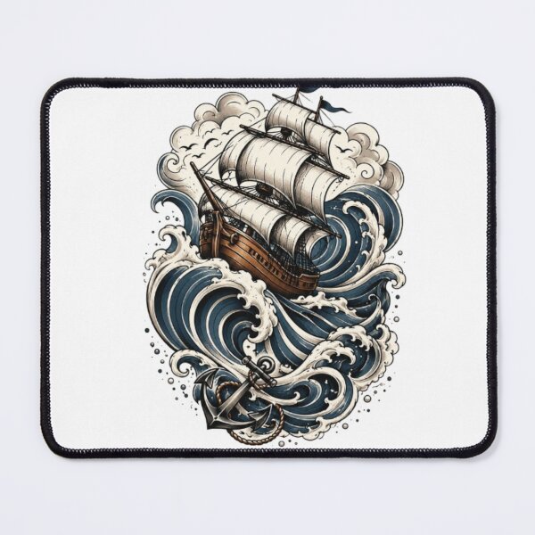 Item preview, Vintage Stormy Ocean Galleon Ship Illustration designed and sold by DKSH1234.