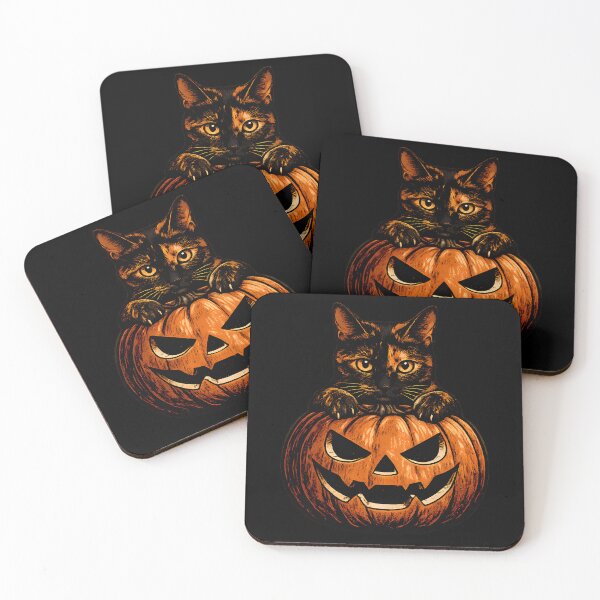 Item preview, Tortoiseshell Cat in Jack-O-Lantern Pumpkin Halloween Design designed and sold by Martin's_Design.