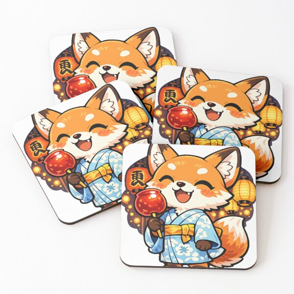 Item preview, Cute Fox with Candy Apple at Japanese Summer Festival | Kawaii Matsuri Sticker designed and sold by kawaii animal store (in Japan).