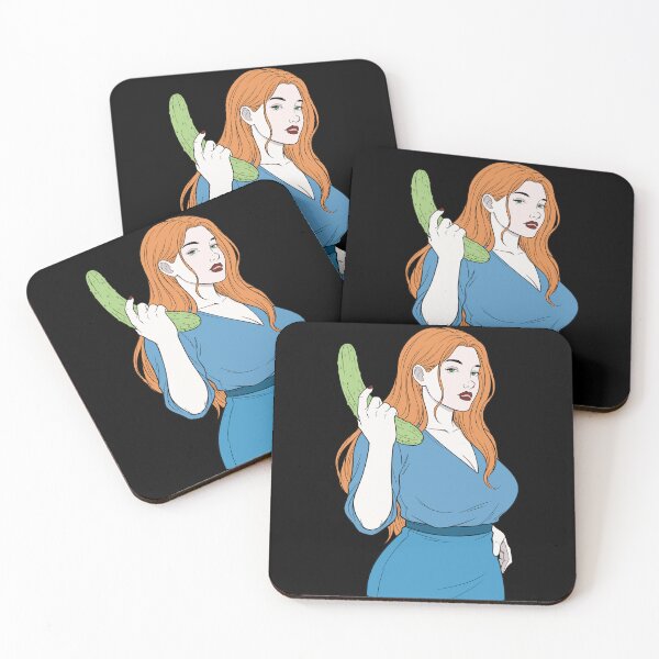 Item preview, Redhead Woman with Cucumber - Retro Pop Art designed and sold by Hedon77.
