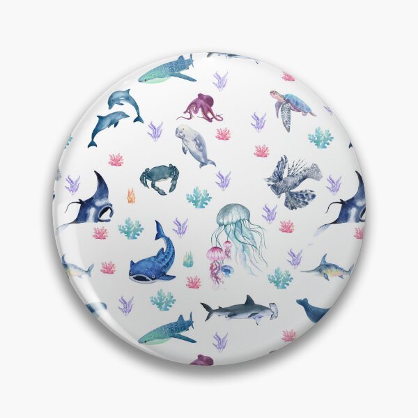 Item preview, Ocean Animals Watercolor Pattern | Whale Shark Dolphin Turtle Jellyfish Seamless Pattern | Coastal Phone Case, Mug, Notebook, Tote Bag designed and sold by PaperyAndInk.