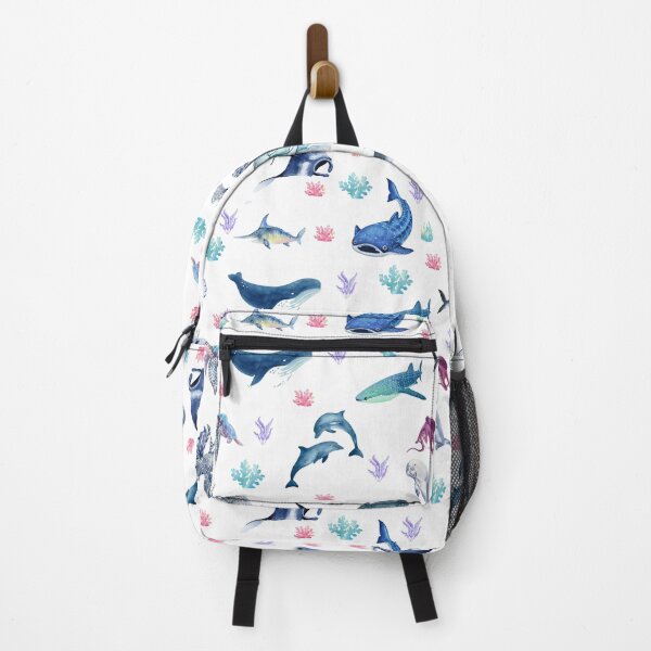 Item preview, Ocean Animals Watercolor Pattern | Whale Shark Dolphin Turtle Jellyfish Seamless Pattern | Coastal Phone Case, Mug, Notebook, Tote Bag designed and sold by PaperyAndInk.